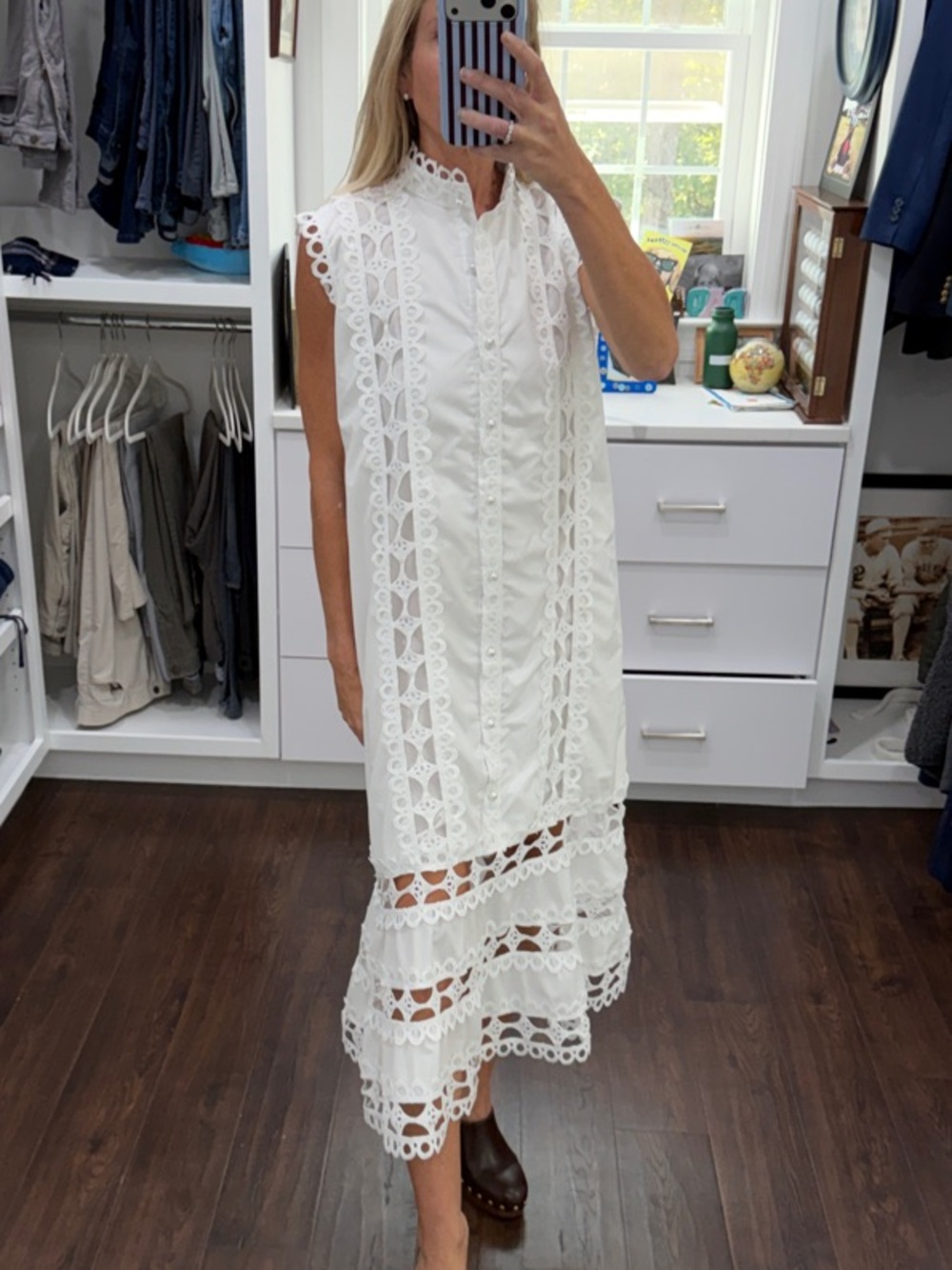Amazon White Lace Trim Maxi Dress